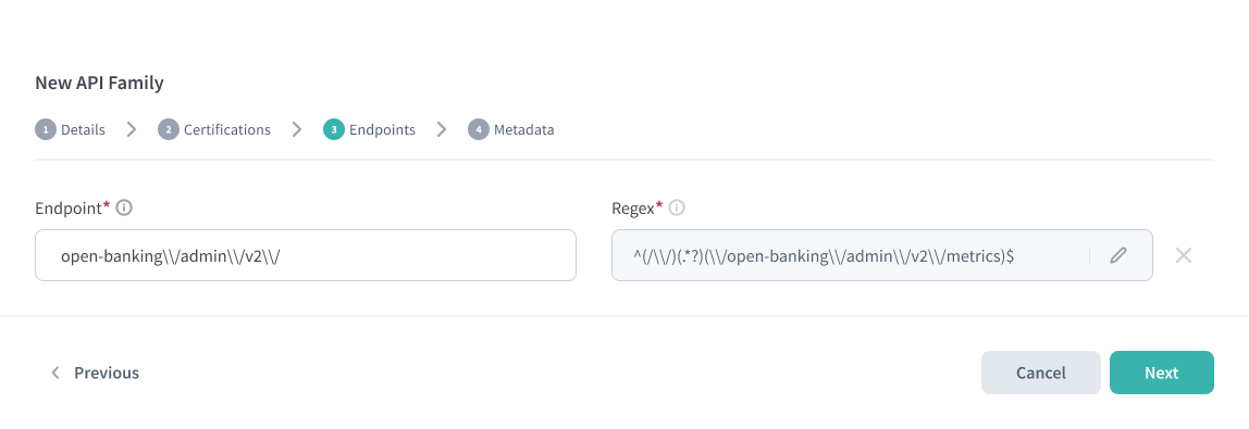 New API Family wizard - Endpoints