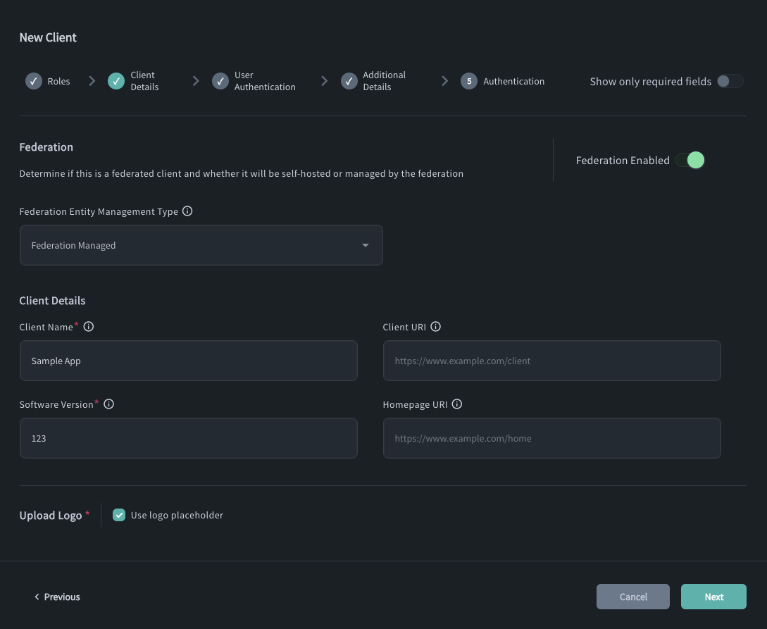 Define Client Details