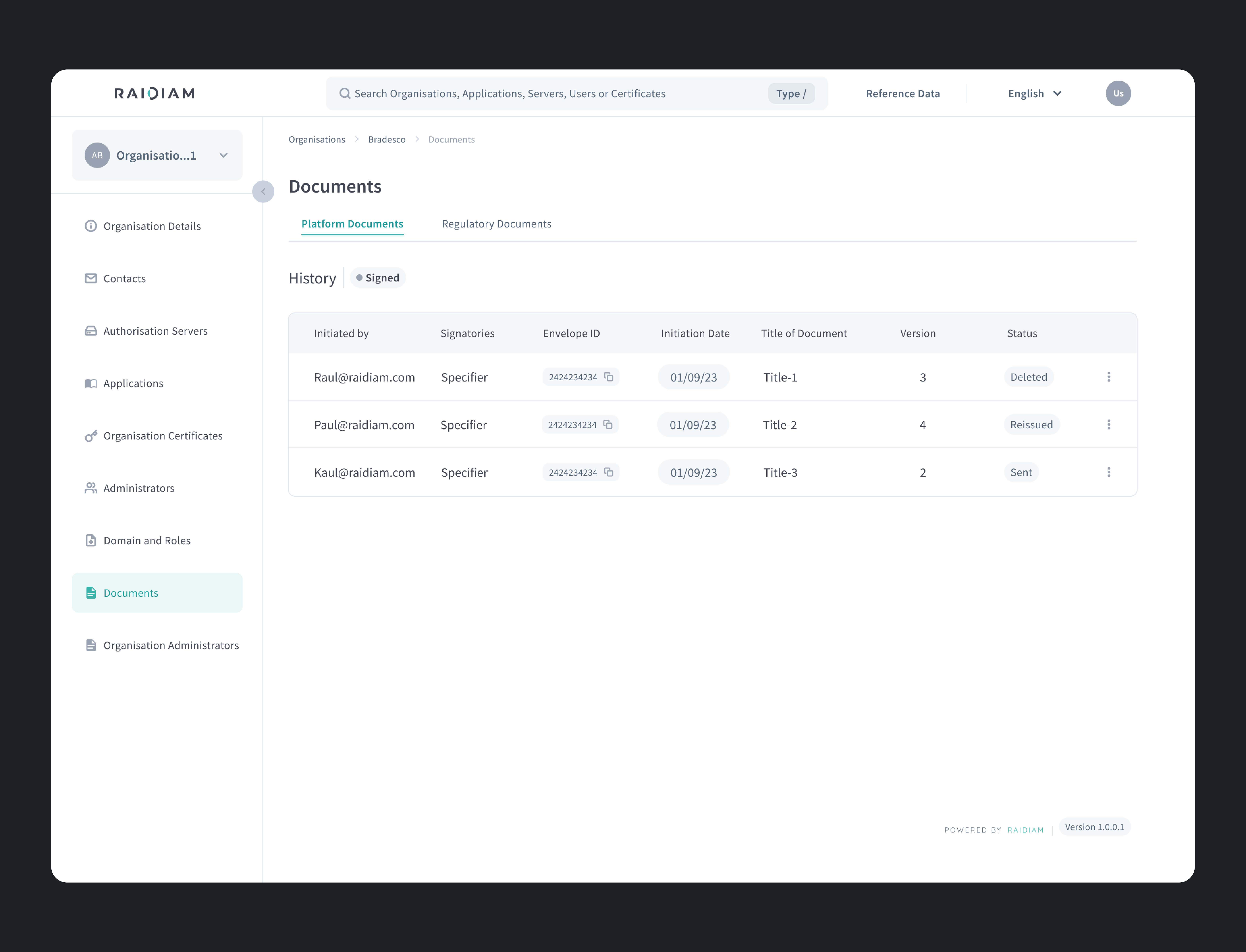 Unified view for documents signing and history